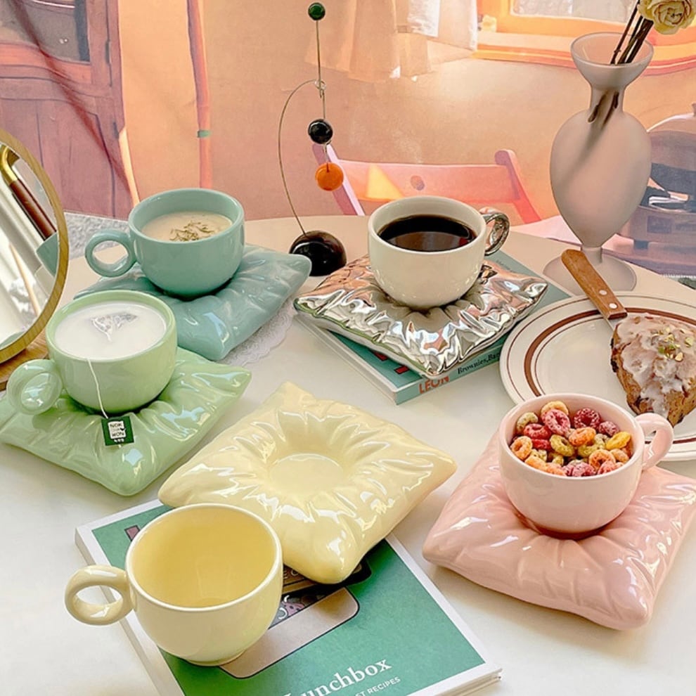 cushion cup saucer set 5colors / クッション コップ ソーサー セット