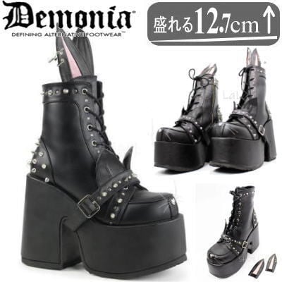 サイズ交換OK】Demonia（デモニア）正規保証品 厚底ブーツ 厚底 靴 黒