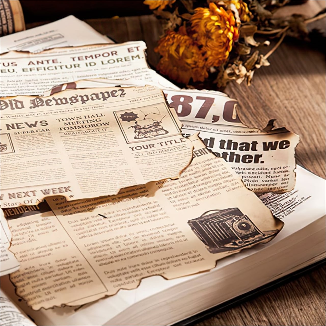 在庫限り】L27 新聞 素材紙 紙もの 包装紙 全8種 6枚 レトロ