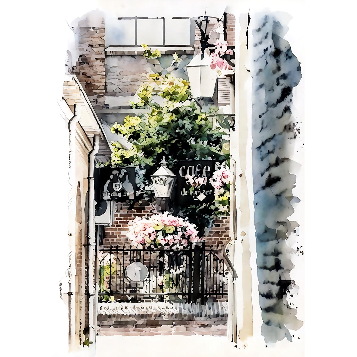 フランス裏町街の風景 作者不詳 額縁約80×67絵画65×53cm 15Fサイズ