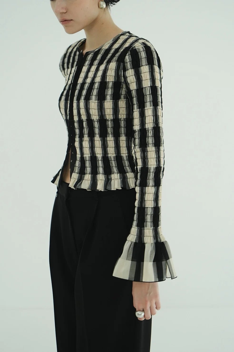 CLANE(クラネ) SHIRRING DESIGN BLOUSE MIX | サウスオレンジ｜メンズ