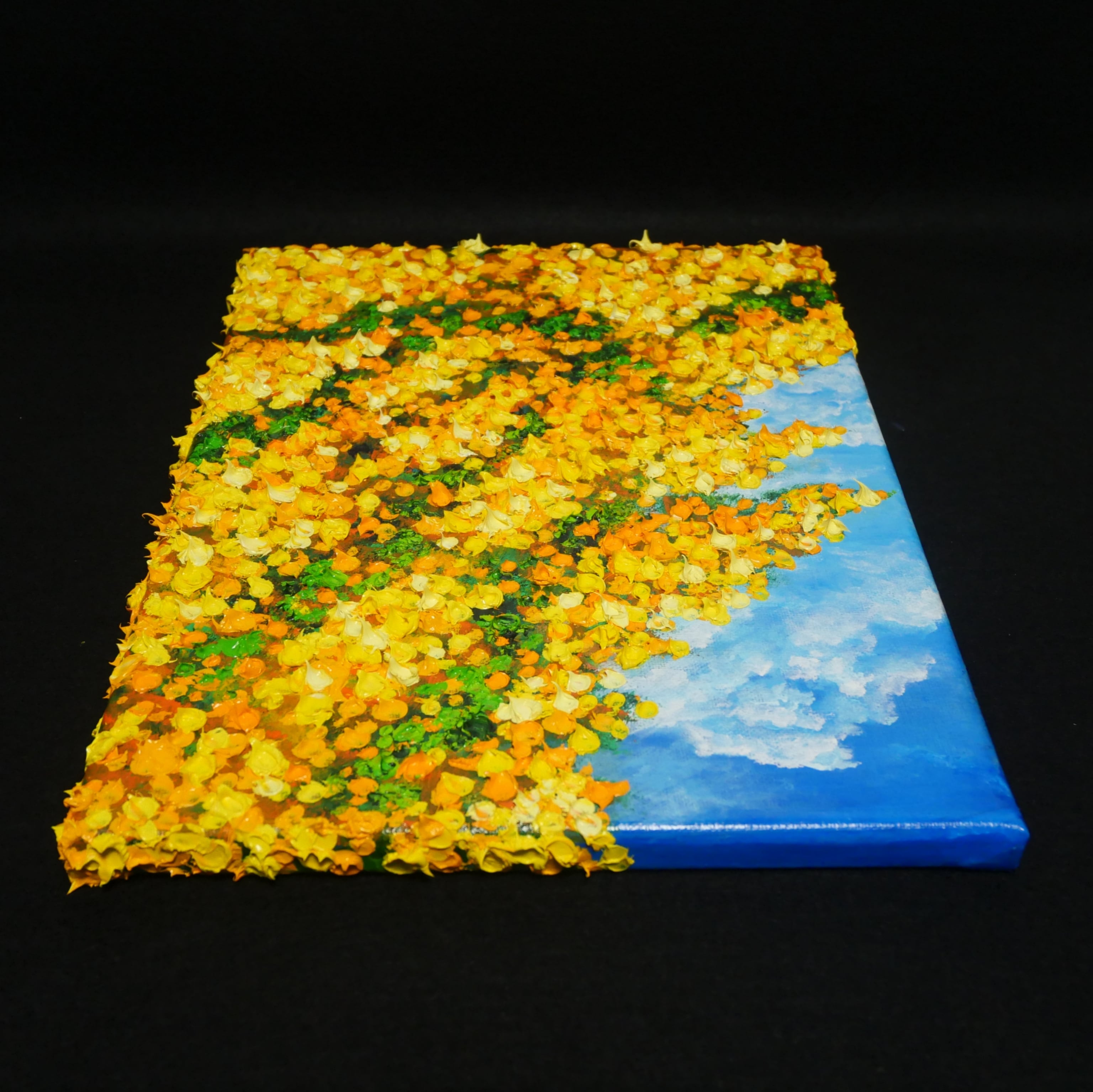 油絵 油彩 油彩画 絵 絵画【青空のミモザ】F4号 | HIROSHI1990