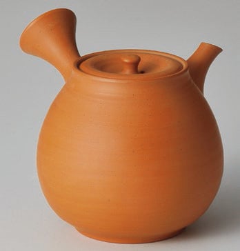 Y41 常滑焼 義翠作 本朱泥筋引き穴茶こし急須200cc 木箱入 伝統工芸士