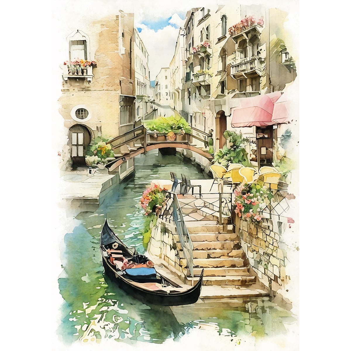 鈴木マサハル ヴェネツィア風景の油彩額縁 鈴木マサハル