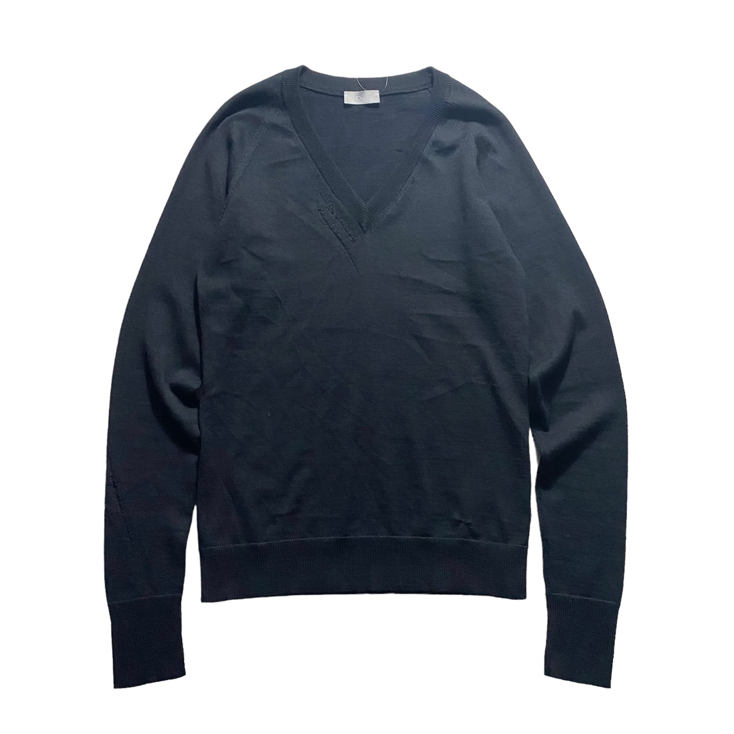 2005AW DIOR HOMME by Hedi Slimane V-neck broken sweater | NOIR ONLINE