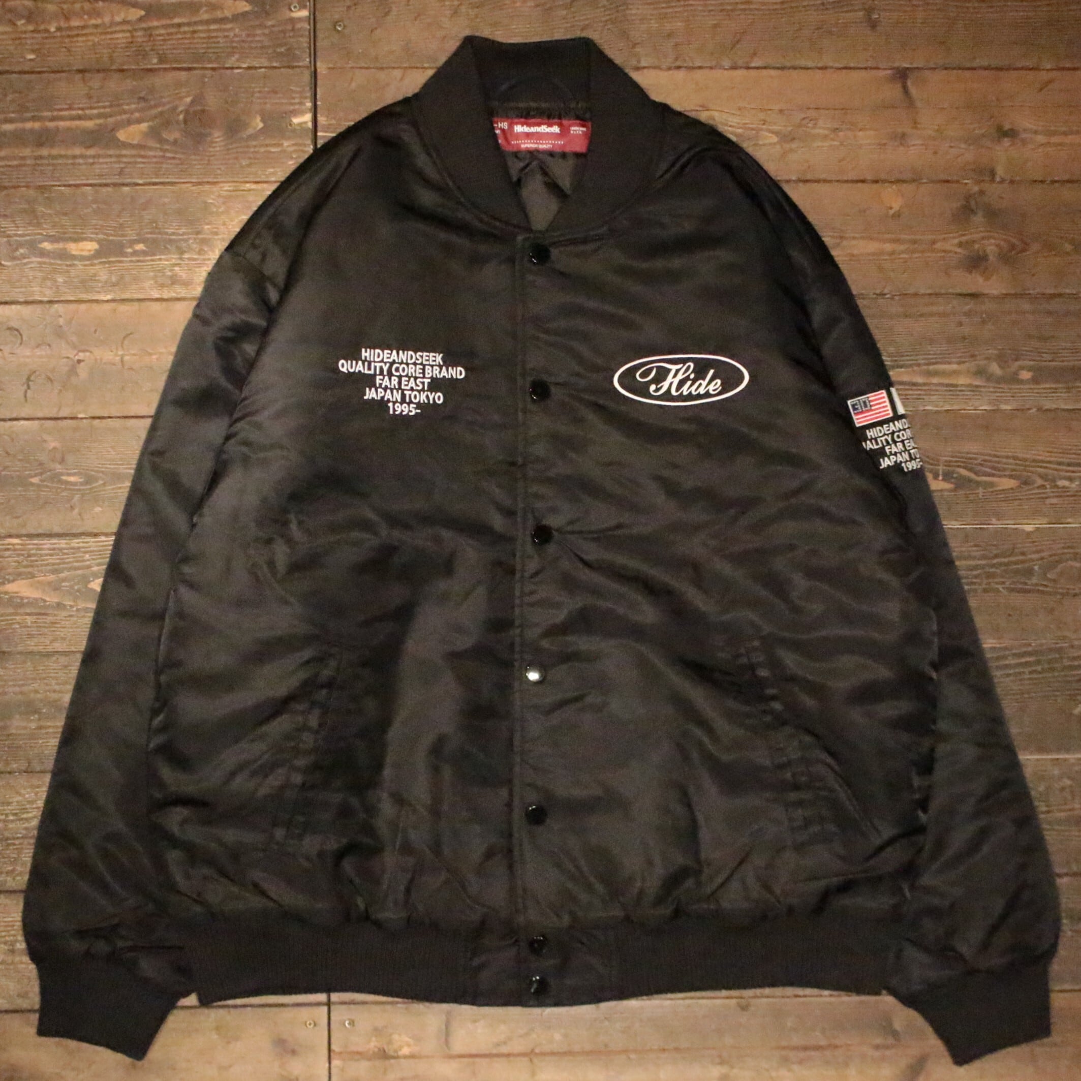 HIDE AND SEEK】Stadium Jacket (25aw) -BLACK (ハイドアンドシーク