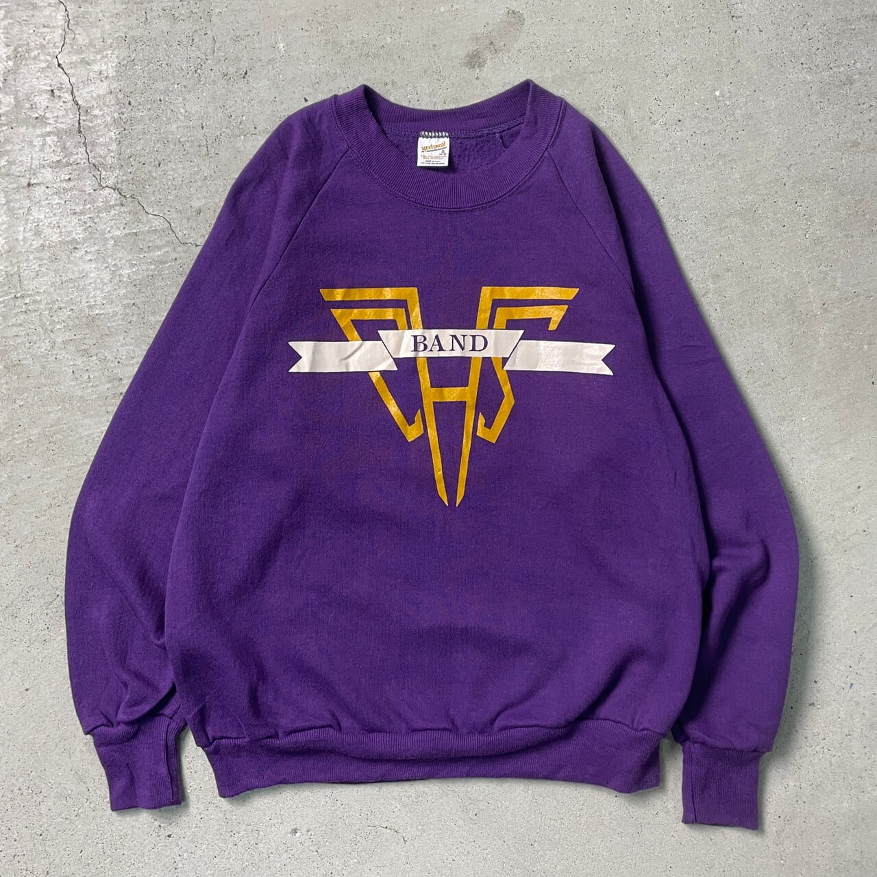 80年代 USA製 sportswear プリントスウェットシャツ BAND レディースXS