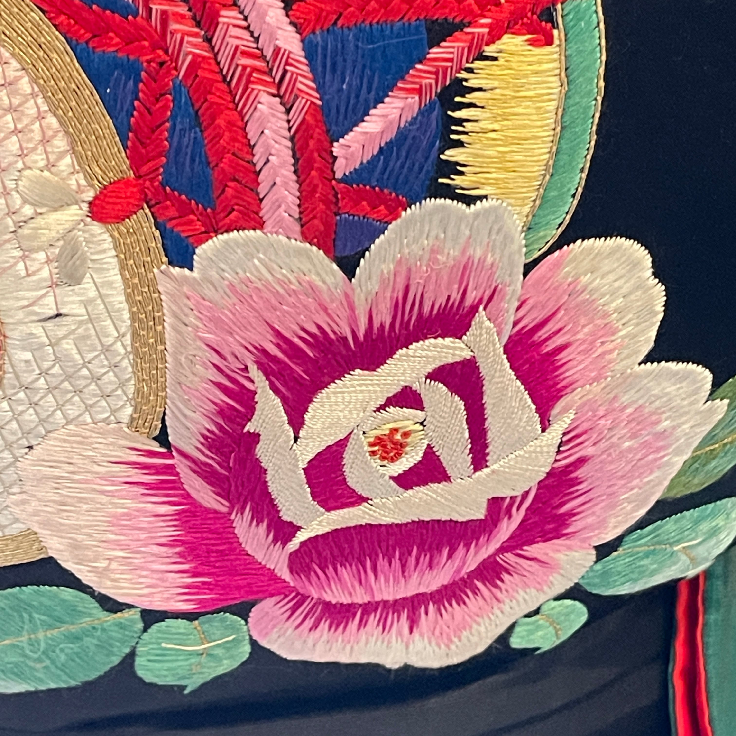 アンティーク帯 九寸名古屋帯 総刺繍 つづみ 薔薇 コレクション