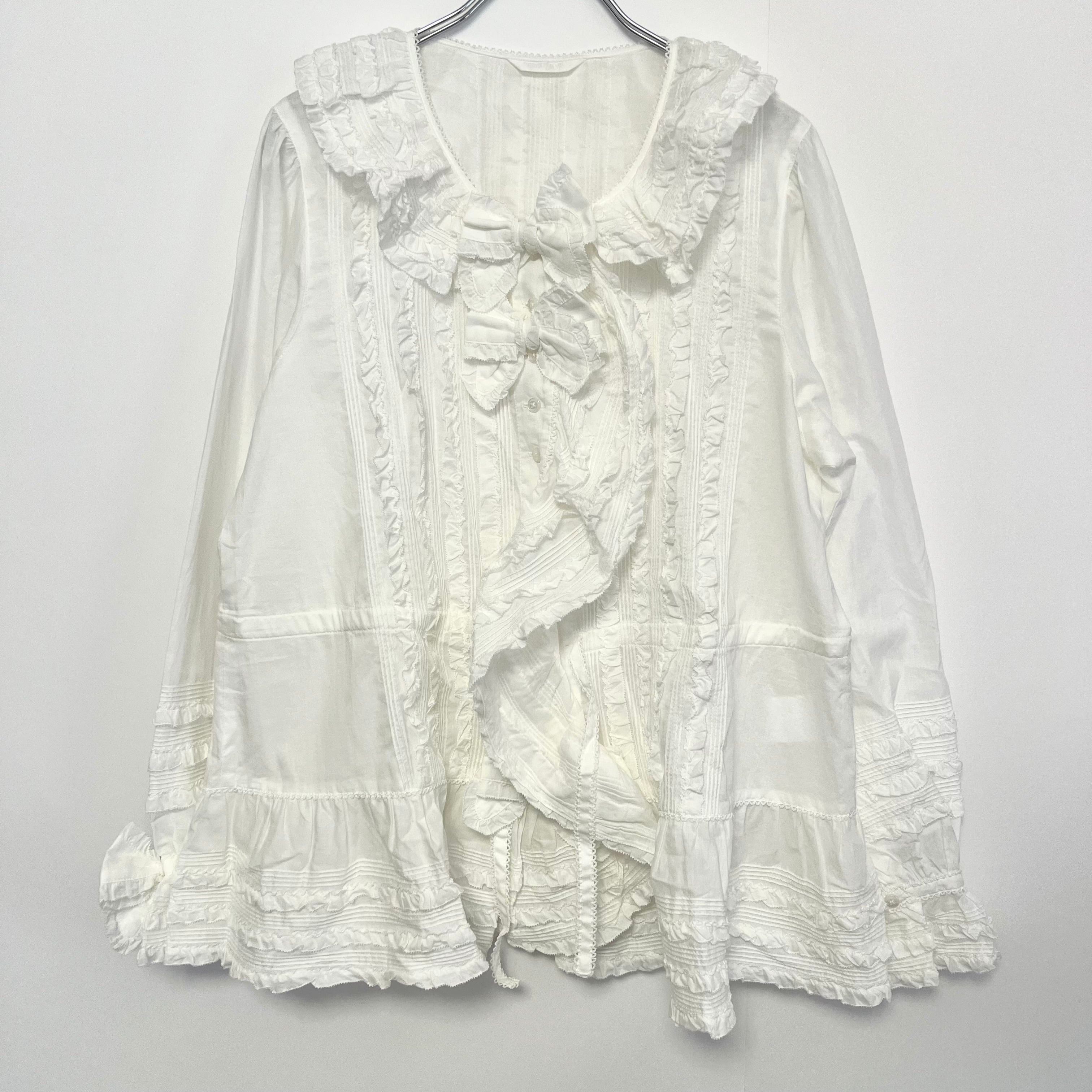 PINKHOUSE フリルいっぱいローンオーバーブラウス | ピンクハウス古着