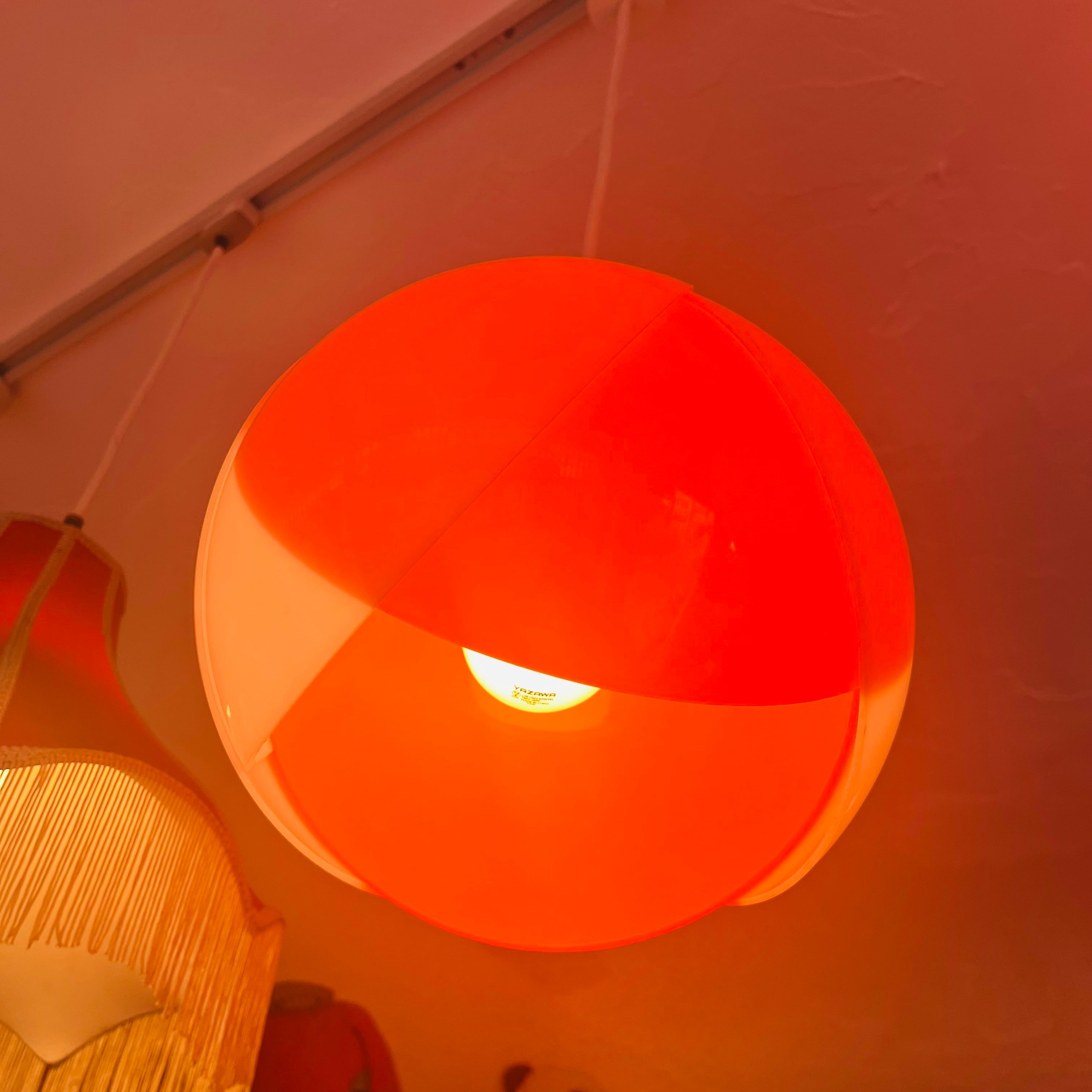 ペンダントライト フラワー オレンジ 天井照明 昭和レトロ | 春眠雑貨店