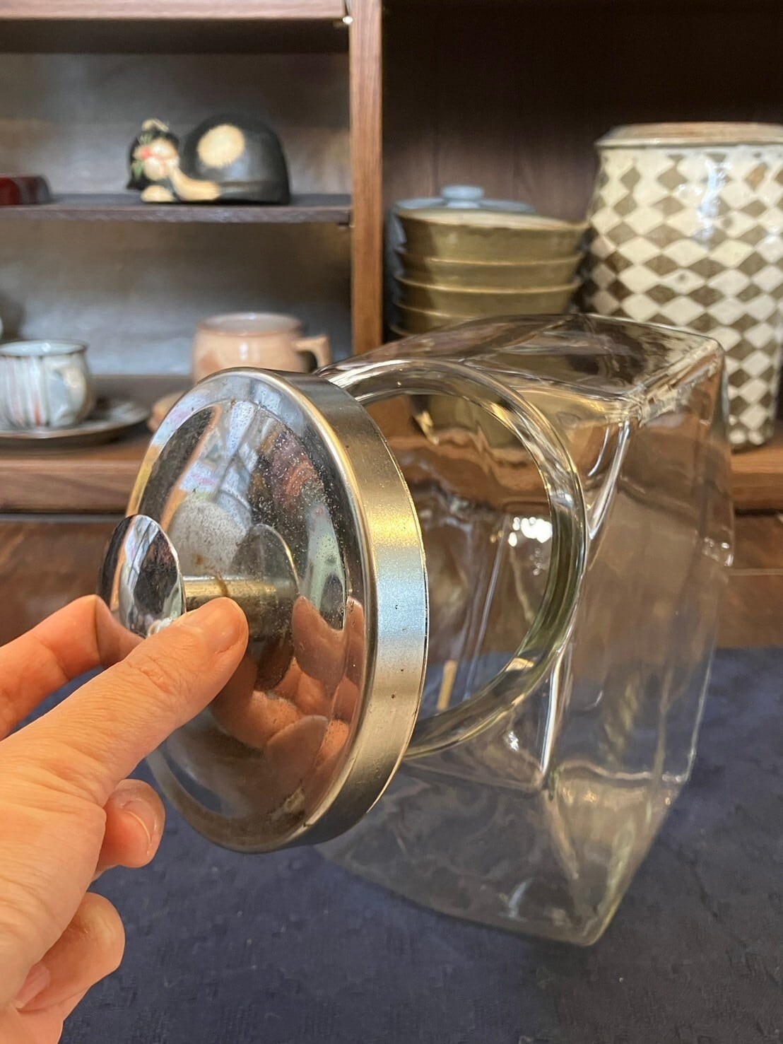 六角形のガラス瓶・猫瓶｜お菓子入れ・駄菓子入れ 昭和レトロ