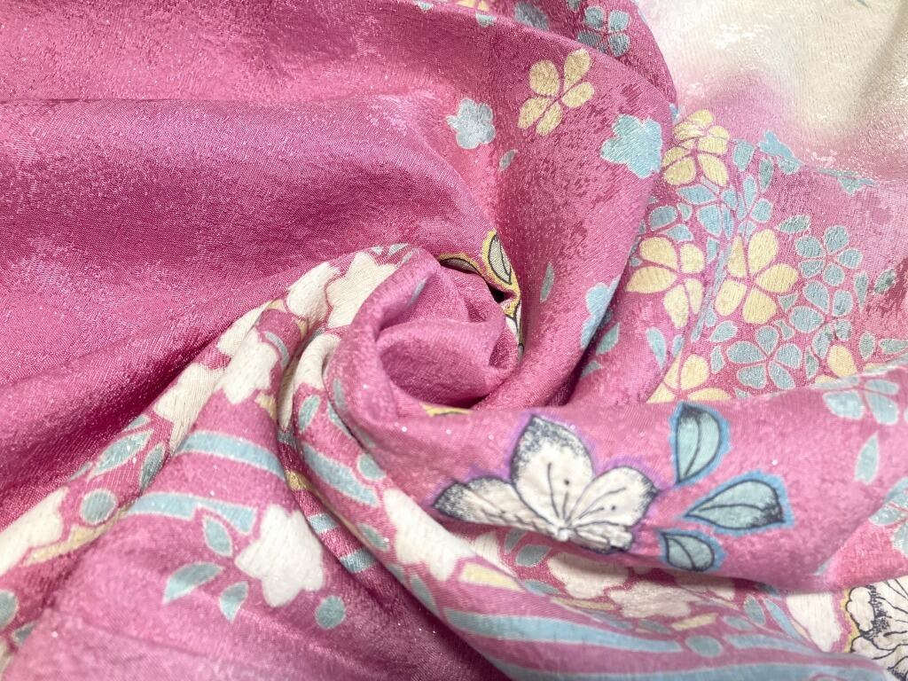 辻が花 絞り さが美 銀通し 2点セット 振袖 袋帯トールサイズ 正絹