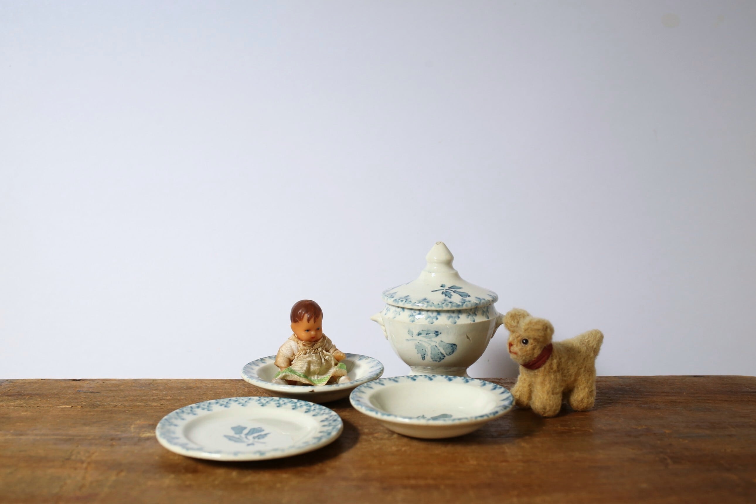 フランス アンティーク 陶器 dinette ままごと用 4点セット (スー