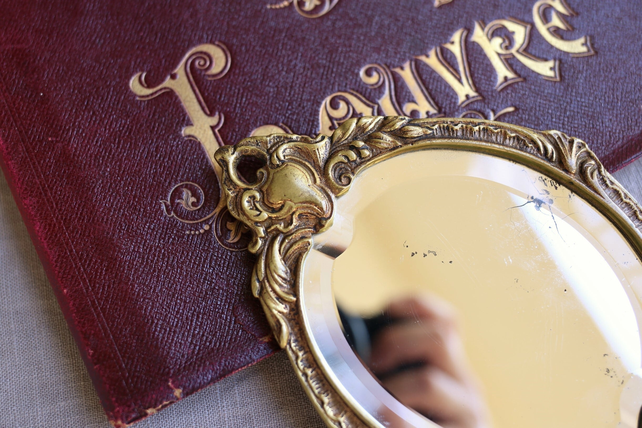 フランス アンティーク ヴィンテージ ミラー 手鏡 N-03781 | EMUPARIS