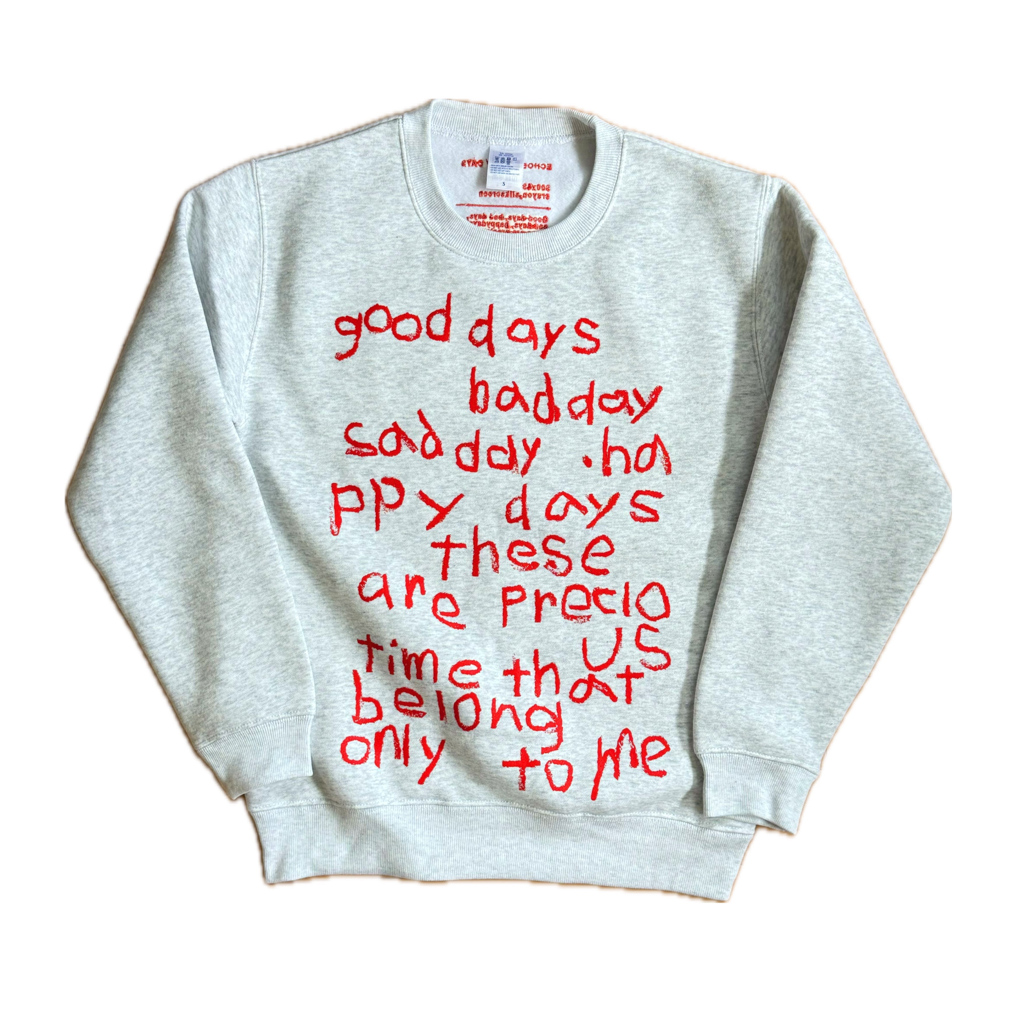 トップス ECHOES OF MY DAYS SWEAT : ASH ECHOES OF MY DAYS SWEAT