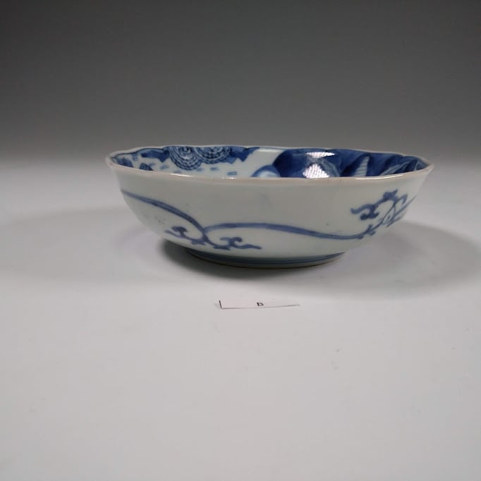 古伊万里 染付 三方窓描 流水文 山水 吉祥 松と宝珠 膾皿 なます皿 取