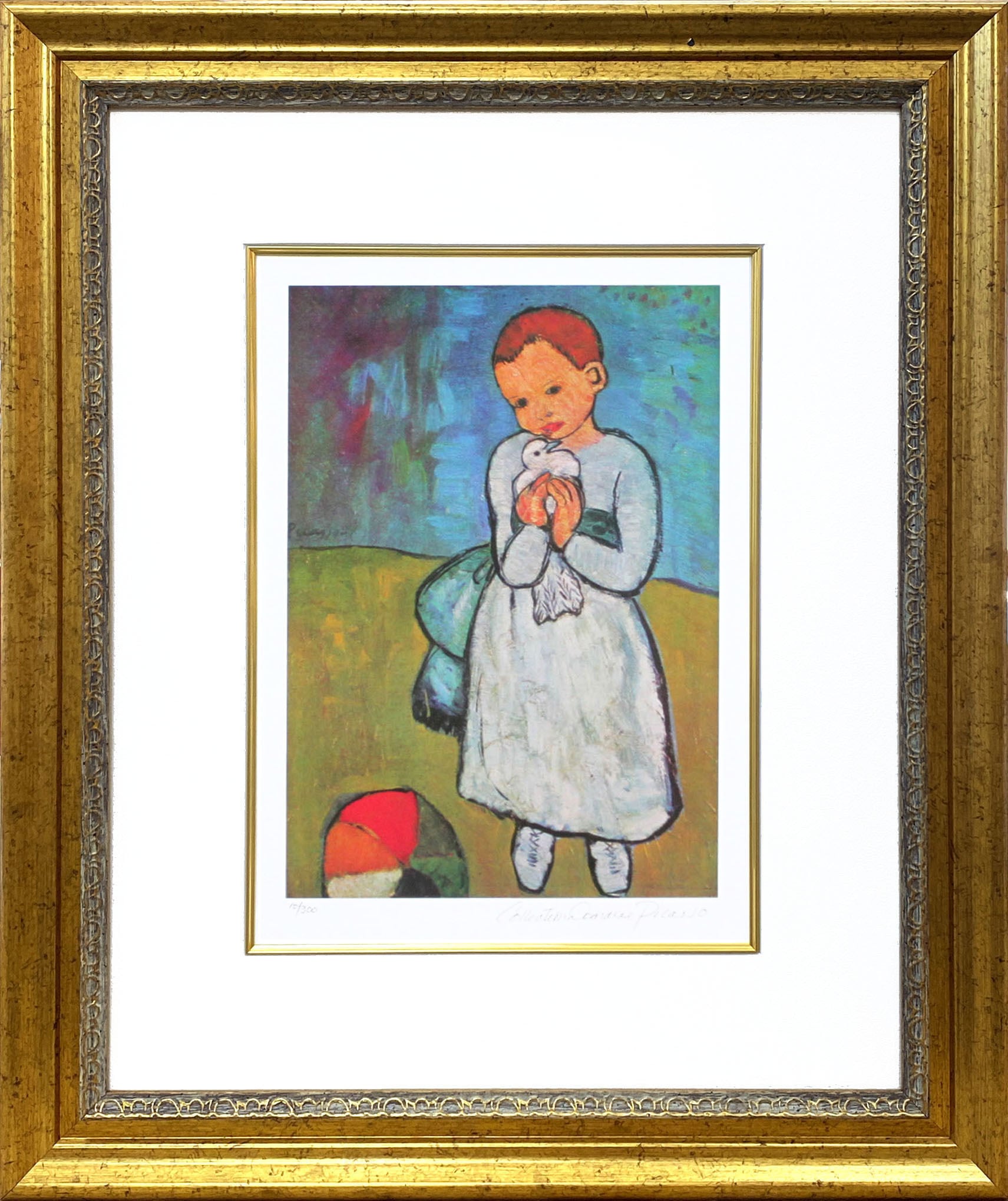 パブロ ピカソ「鳩と少女」額縁4色選択可能 作品証明書 展示用フック
