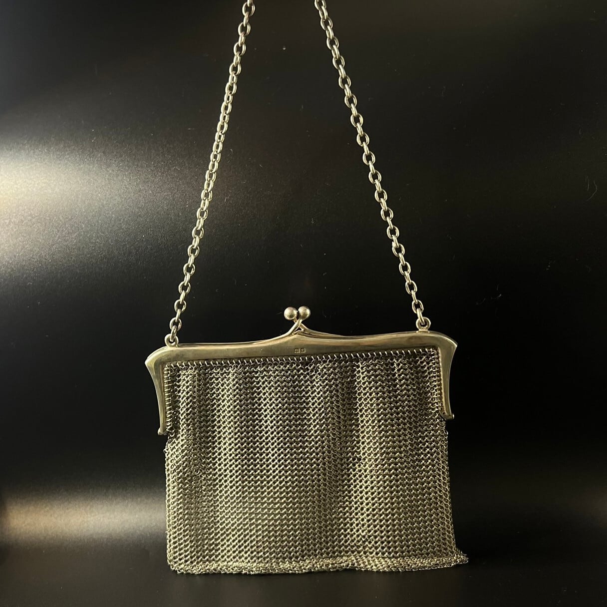 イギリス アンティーク シルバー メッシュ イブニング シャトレーン