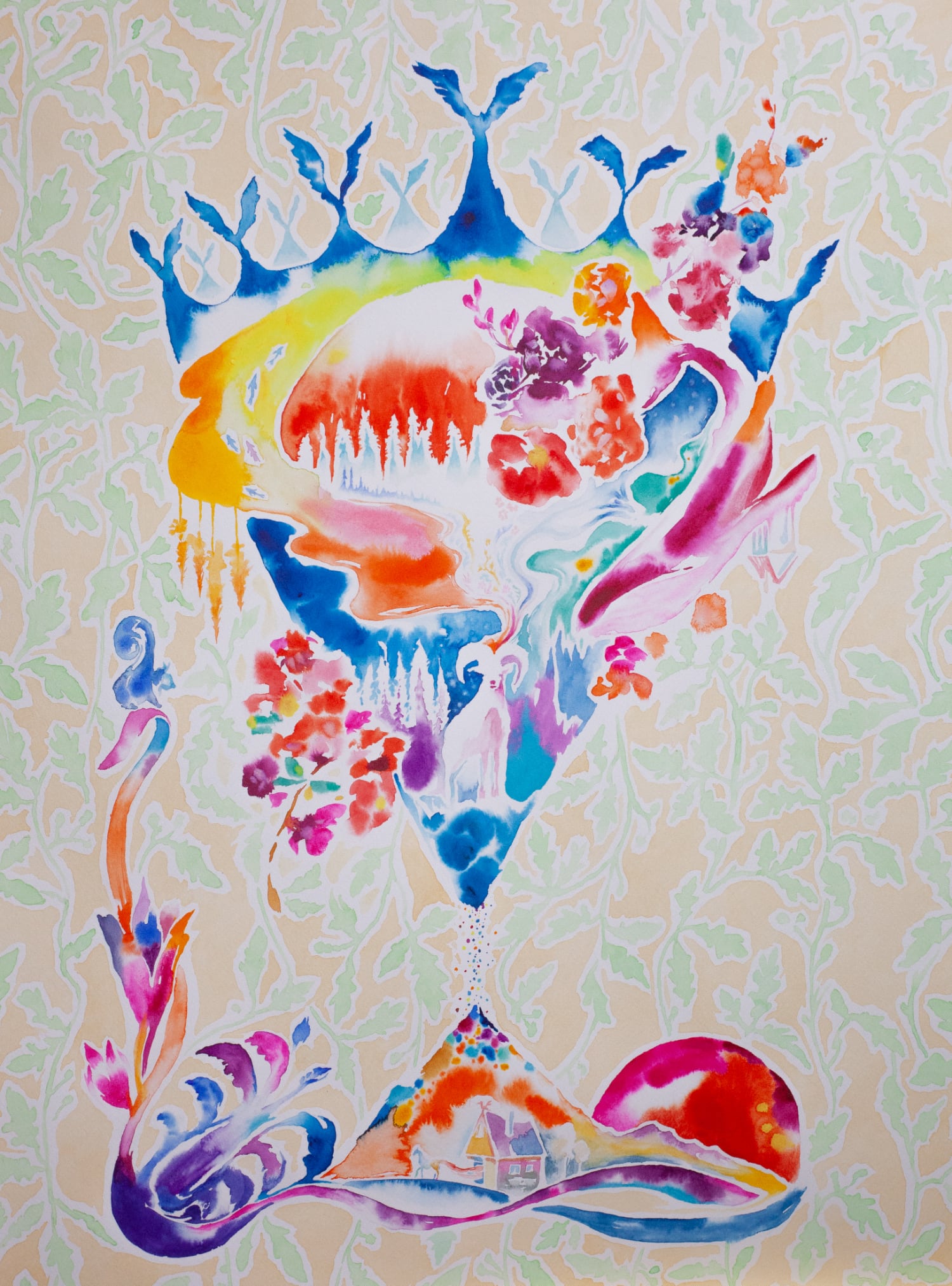 立川陽介作品/水彩画「夜を運ぶ鳥」(額付） | VIVANT ART COLLECTION