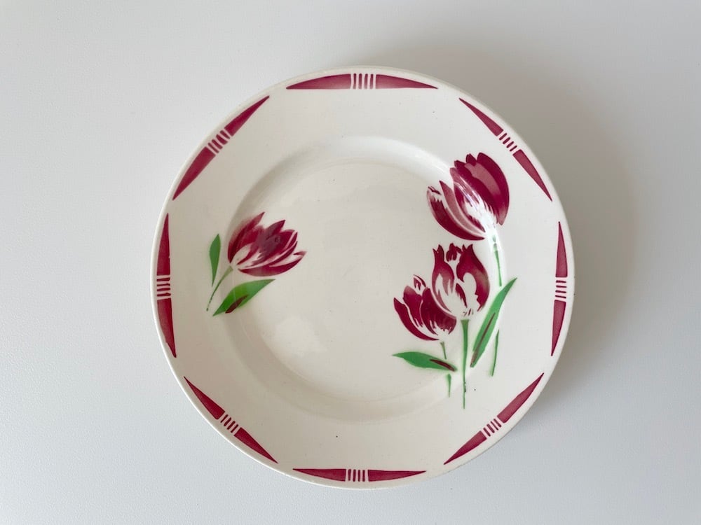 希少 Luneville パニエ デザート皿 薔薇とチューリップ皿おまとめ 希少