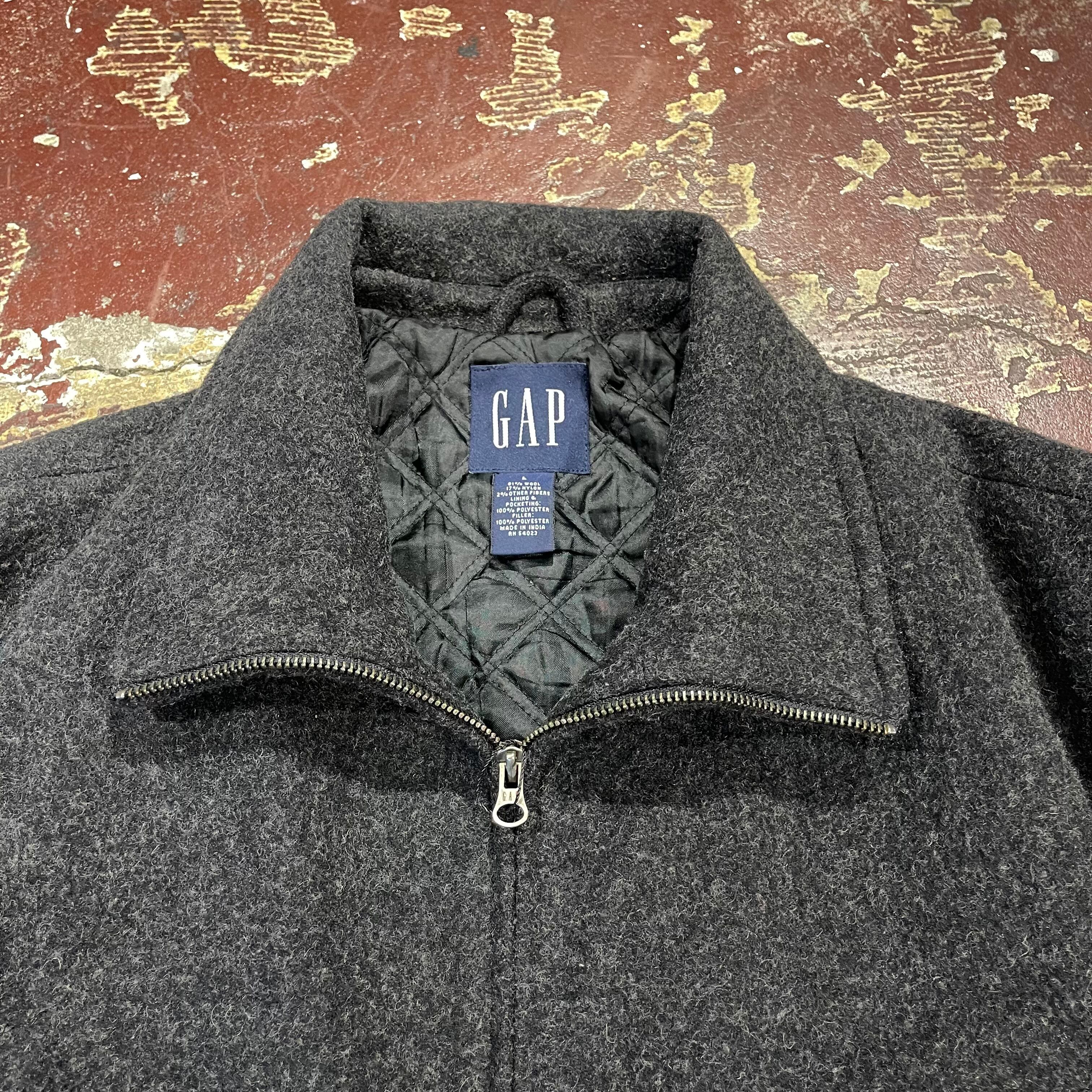 L』GAP ギャップ ウールジャケット 立ち襟 ウール グレー 古着 古着屋