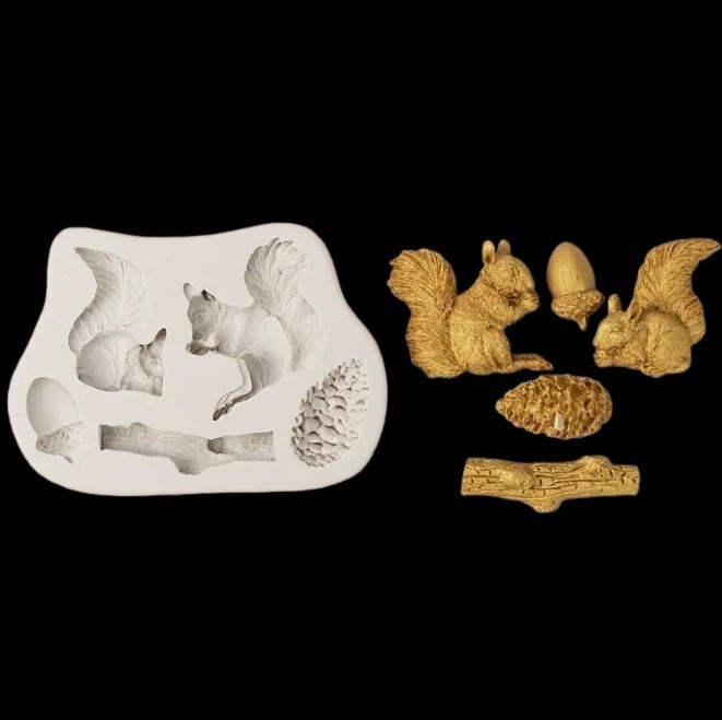 リス＆どんぐり シリコンモールド | シリコンモールド・クレイクラフト