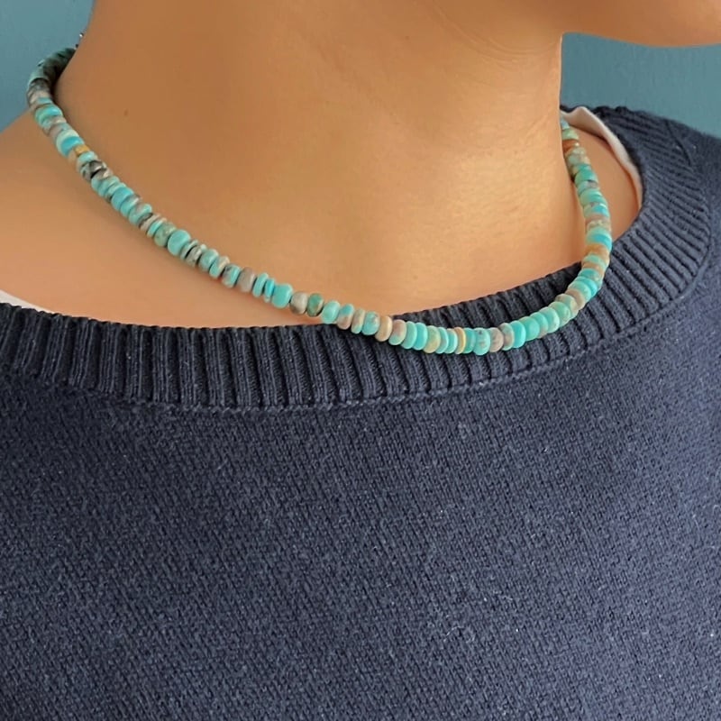 残りわずか】Lagoon Original グリーンターコイズ 0.5cm ネックレス 40