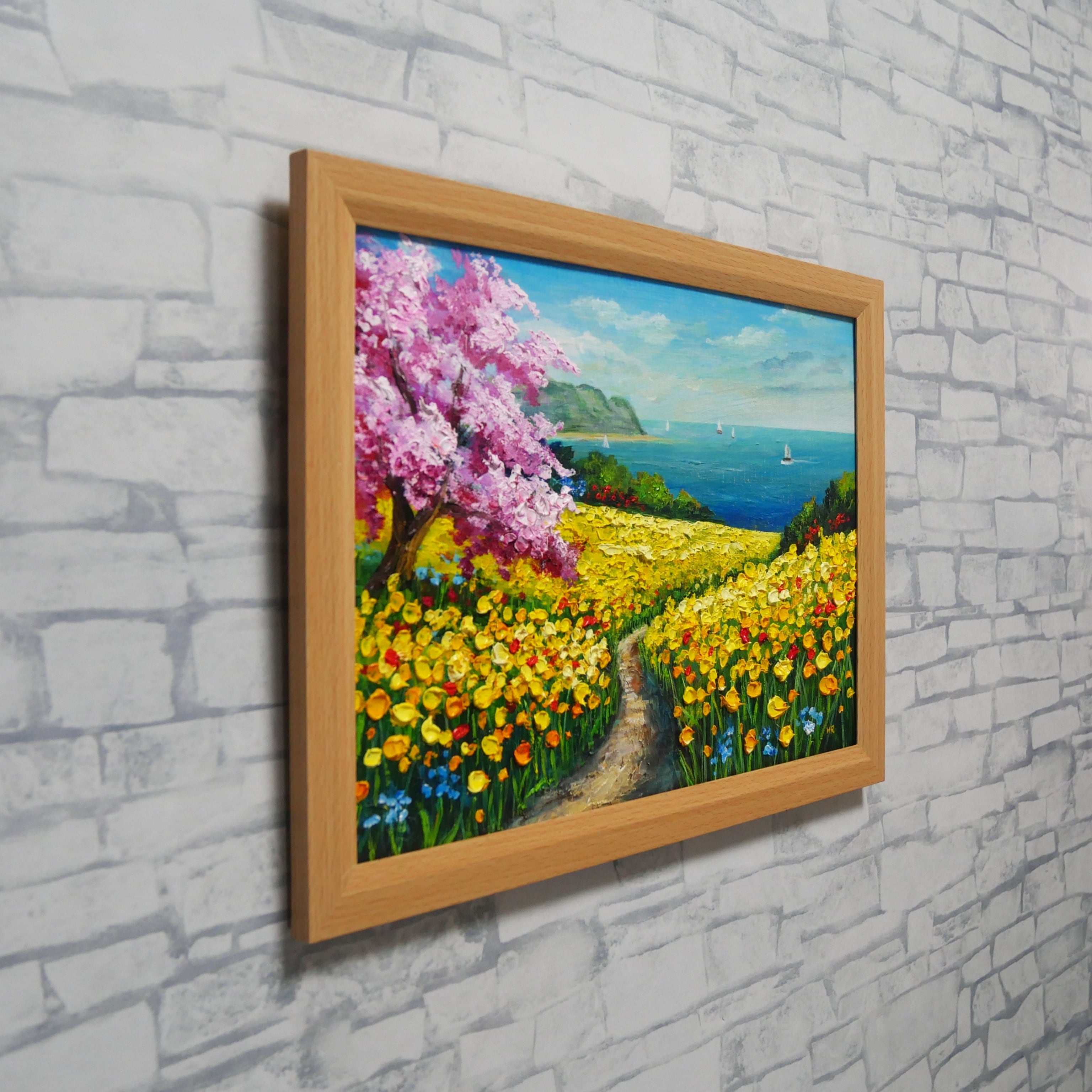 油絵/原画】希望の花咲く春の日｜春のインテリアを彩る油彩画 絵画