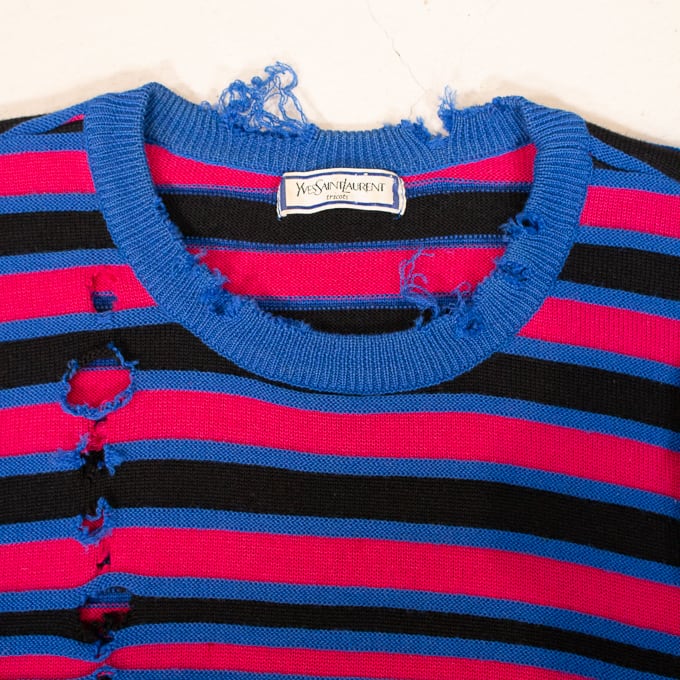 Yves Saint Laurentダメージストライプニット | 5Vintage
