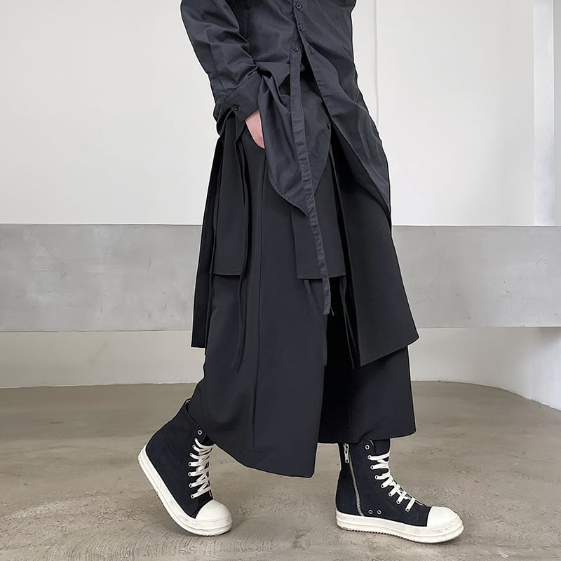 Coolmanシリーズ】☆ズボン☆ ガウチョパンツ 紐付き ワイドパンツ