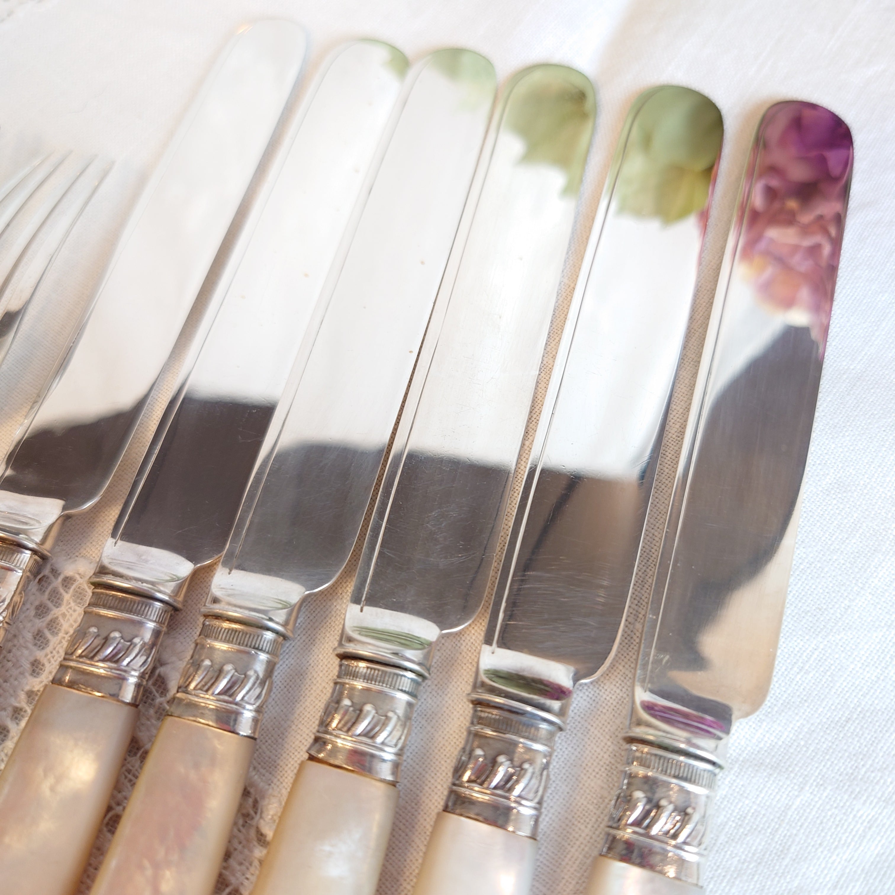 白蝶貝 マザーオブパール カトラリーセット 純銀 1910年