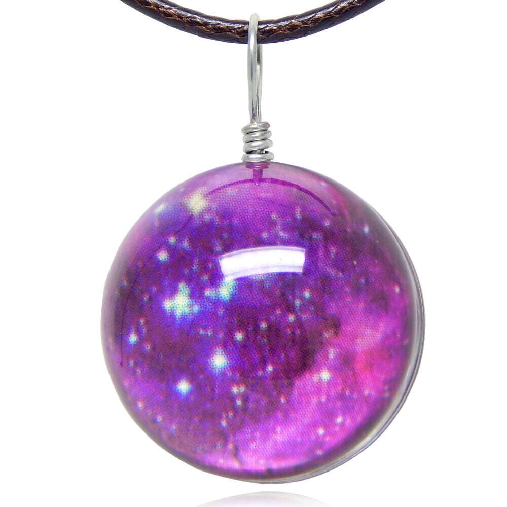 星空 宇宙 ガラス玉 夜光 天体 ネックレス レディース メンズ