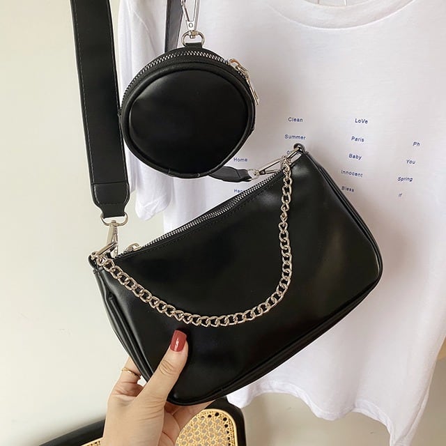 ポーチ付き 2wayバッグ ショルダーバッグ ハンドバッグ チェーン 斜め
