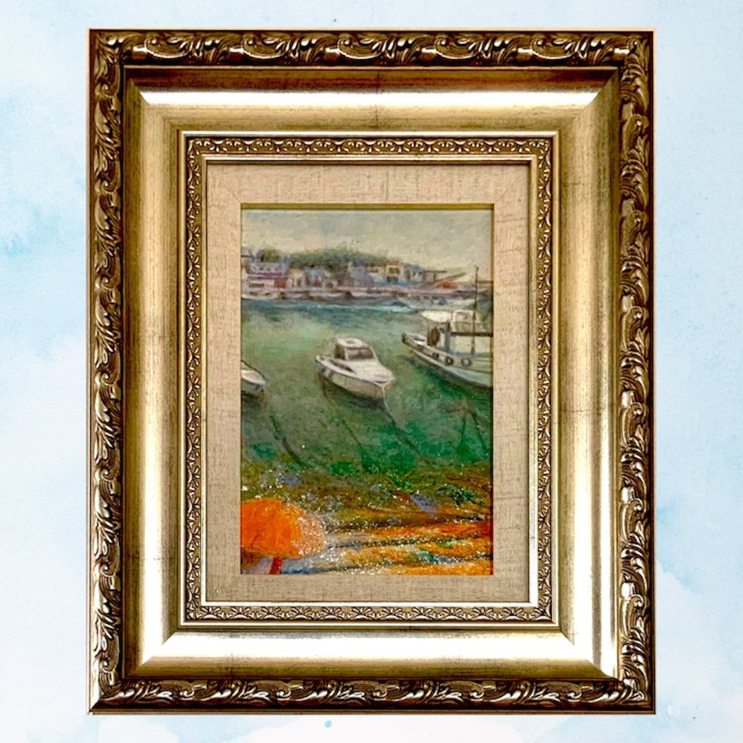 油彩画 油彩画 洋画 (油絵額縁付きで納品対応可) F4号 「塔の