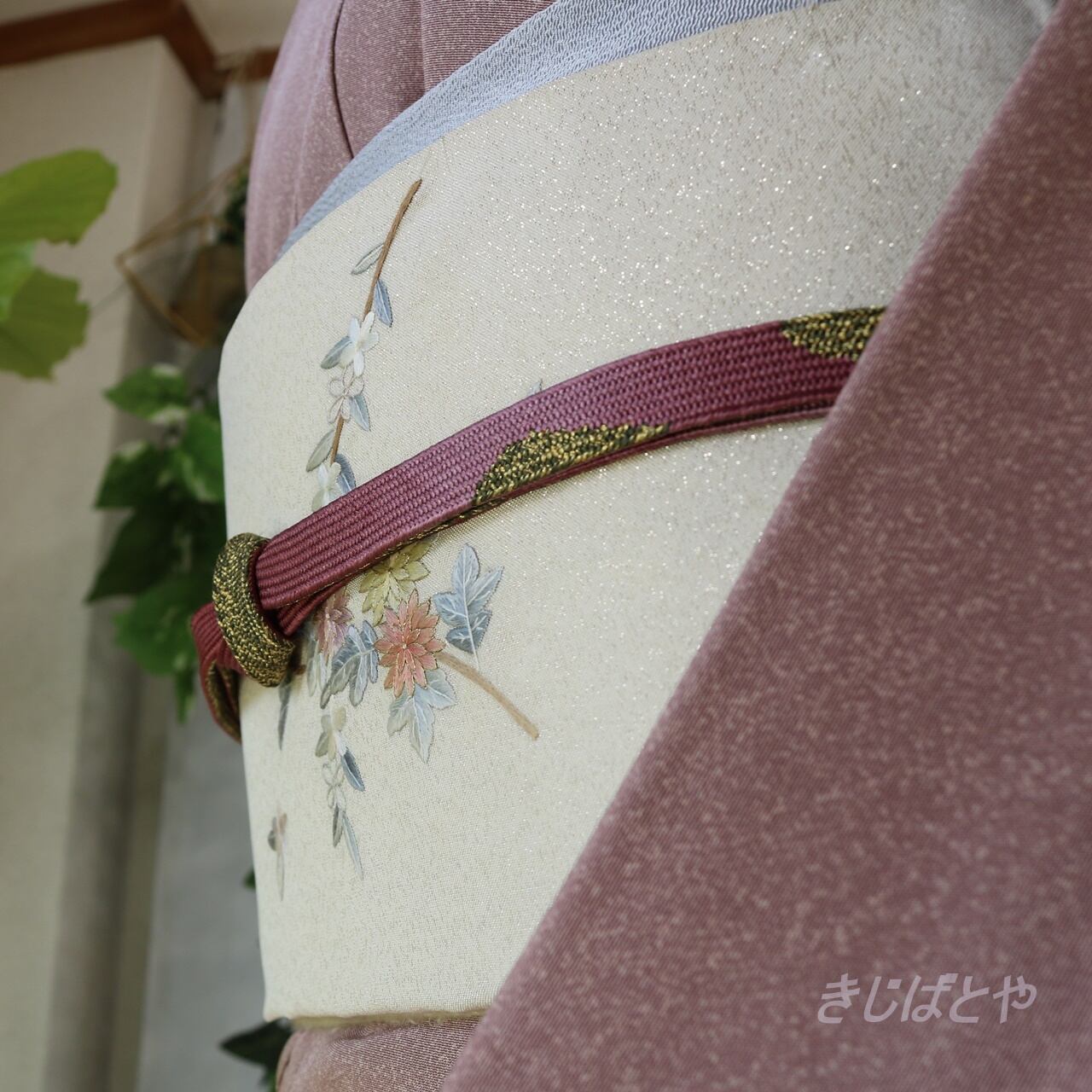 正絹 白地に花の刺繍の袋帯 | きじばとや
