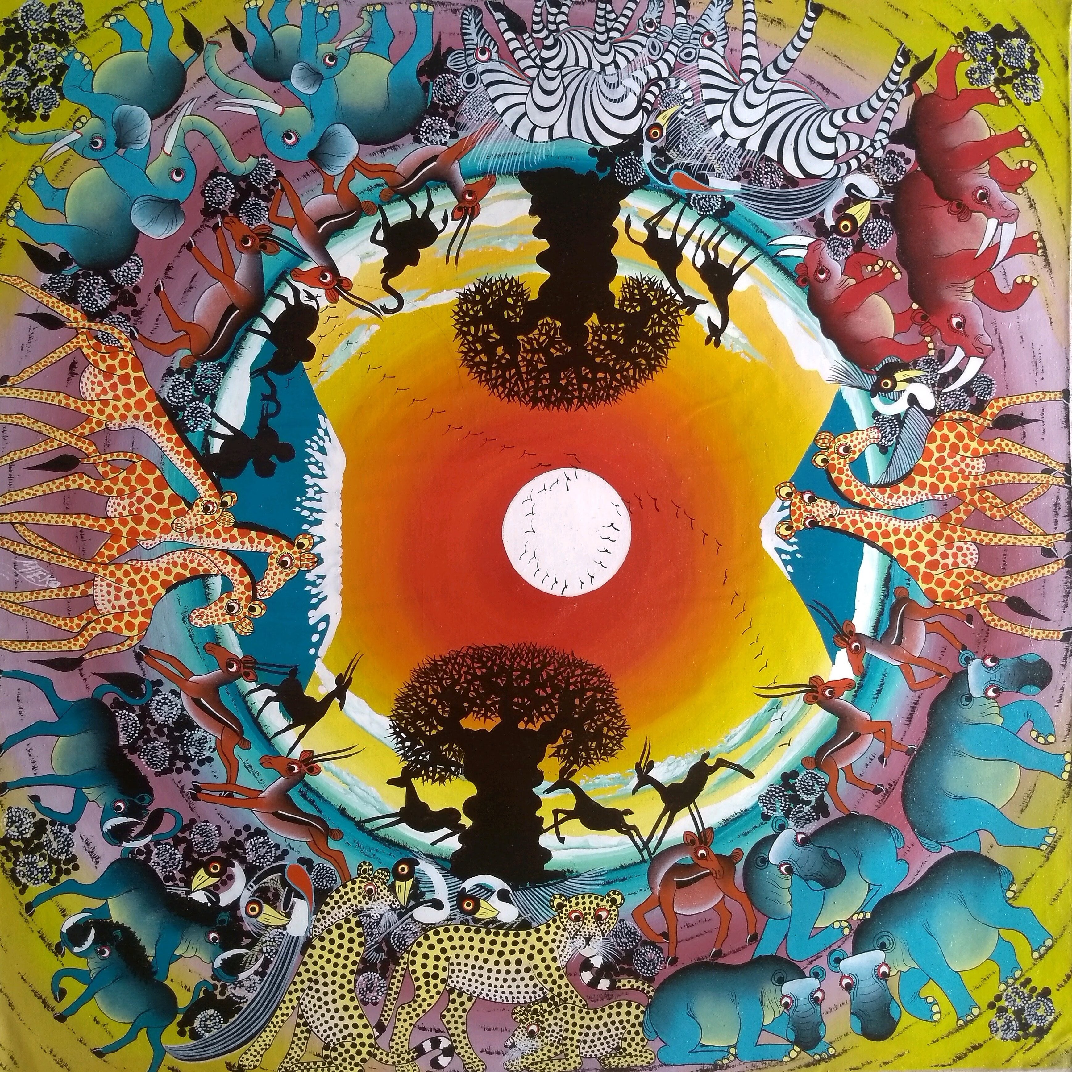 Animal circle 1 』Big-Tingatinga by Mteko 60*60cm | Duka La