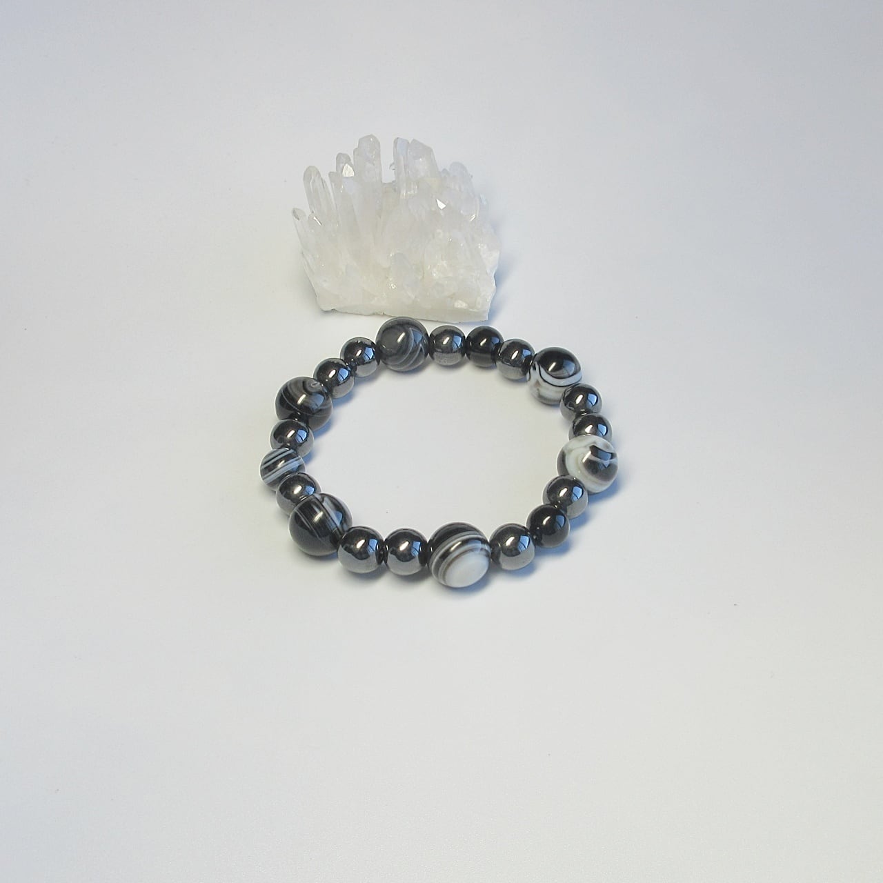 メンズ】魔除け・目標達成のお守りに☆天眼石×ヘマタイトブレスレット