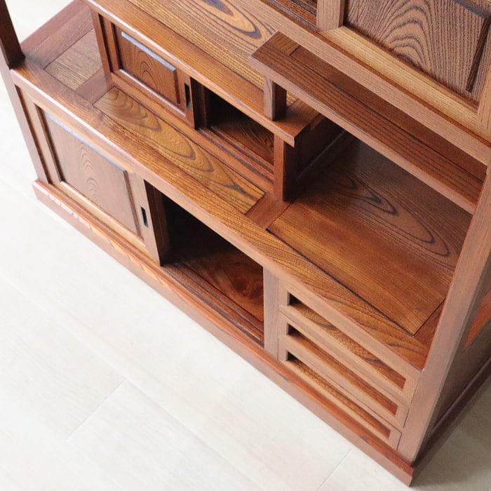 最高級 ケヤキ 飾り棚 タンス 古家具 茶タンス 無垢材 日本製 | RENOKA