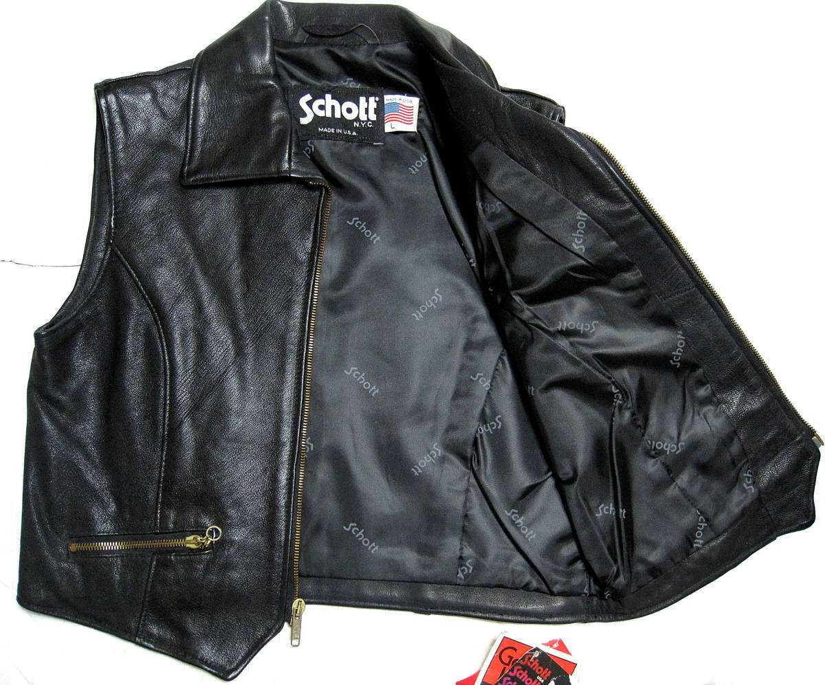 90's ショットSchott 243VW ライダース シングルベスト デッドストック