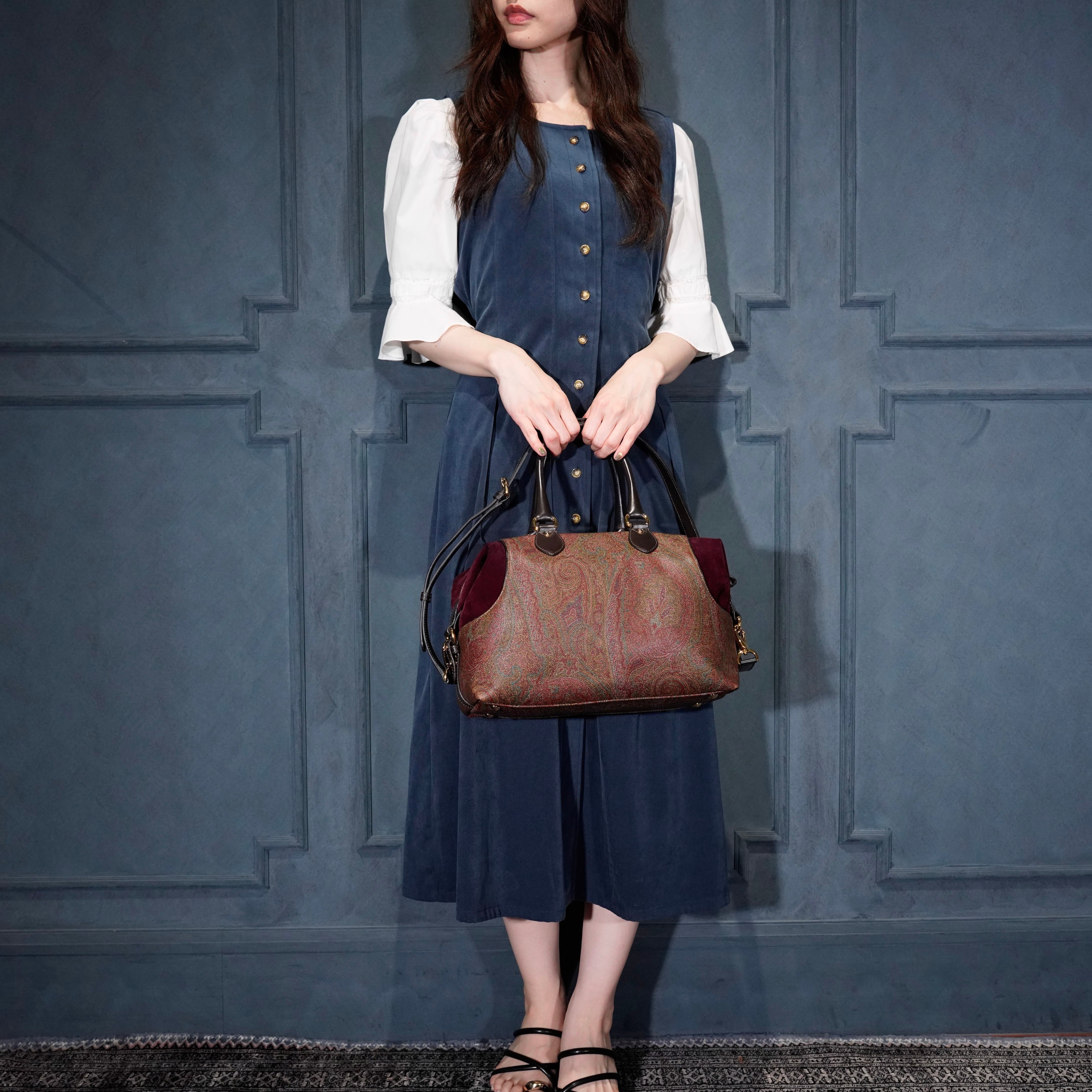 ETRO PAISLEY PATTERNED LEATHER SWITCHED DESIGN 2WAY BOSTON