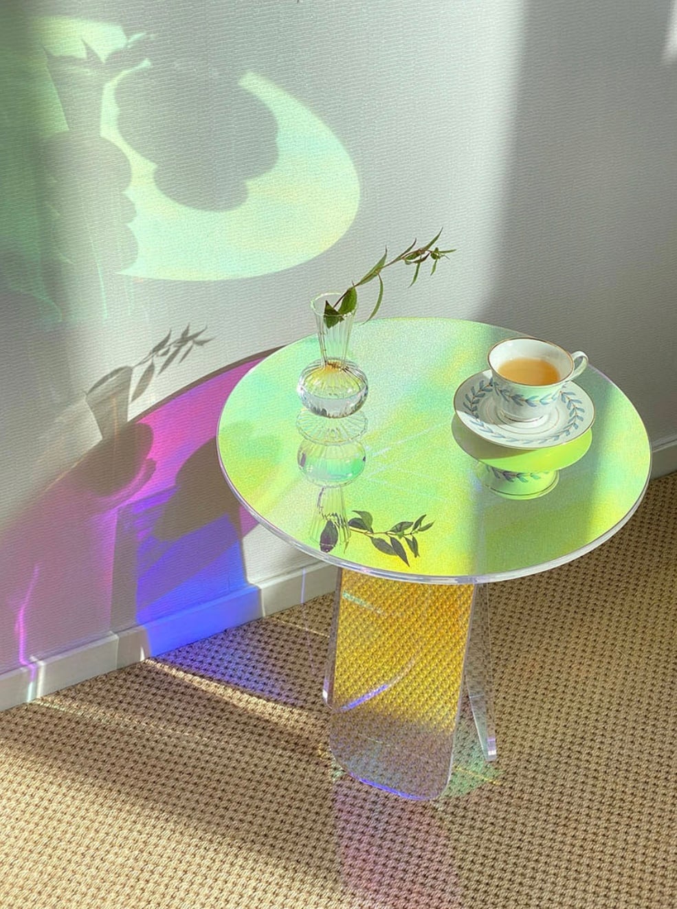 aurora acrylic side table / オーロラ サイドテーブル ホログラム 棚
