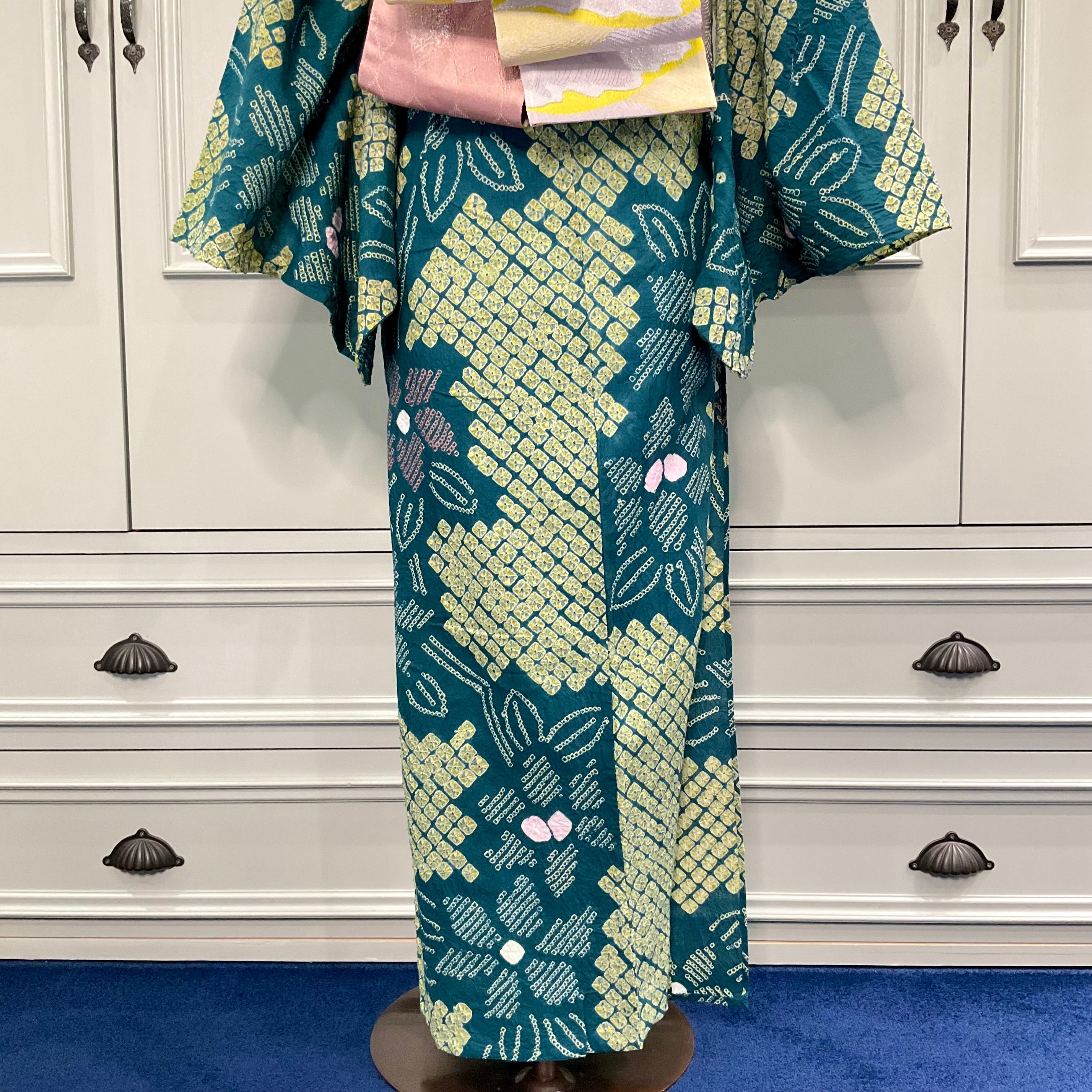 green green green＊有松鳴海絞り浴衣 緑 グリーン A743 | kimono tento