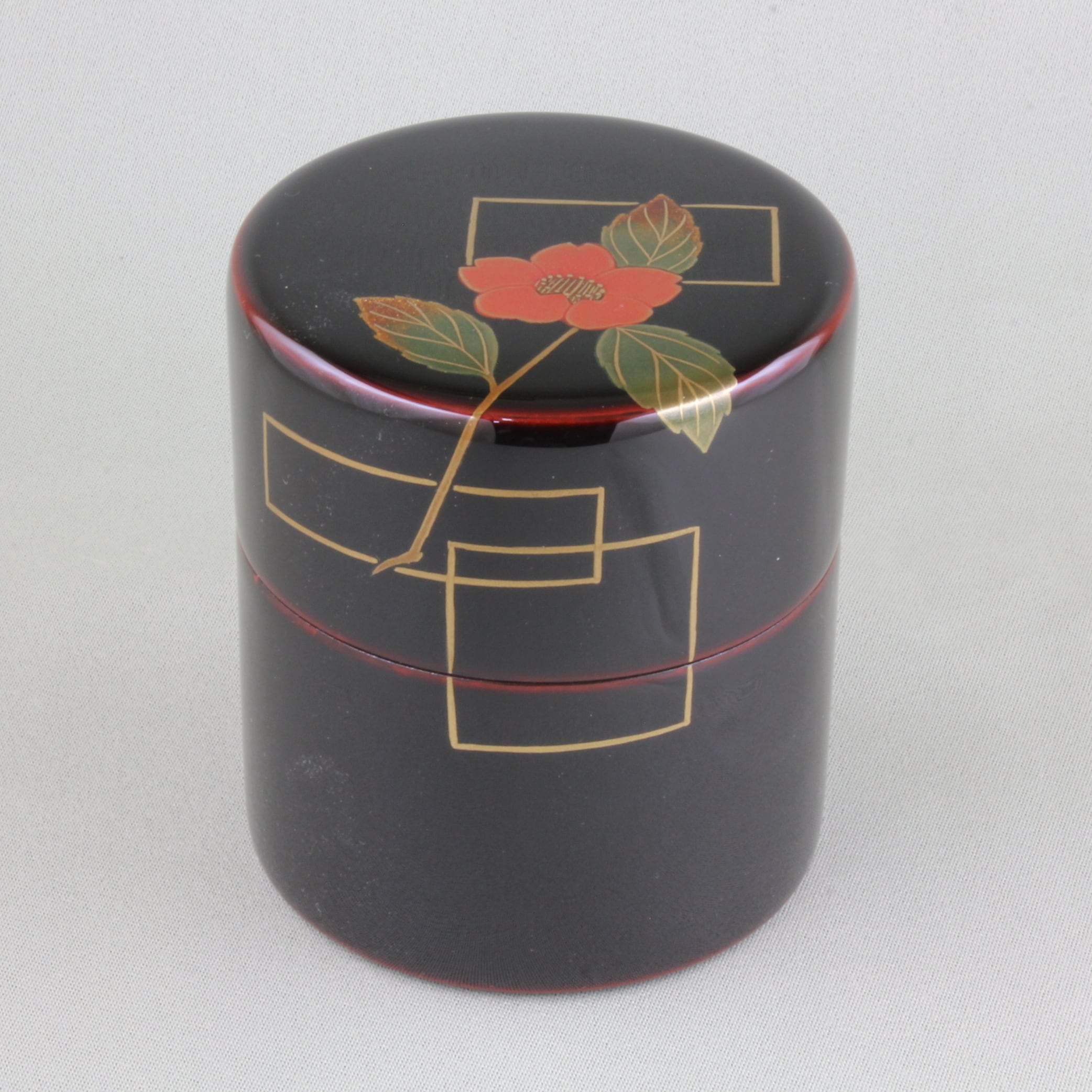 205 輪島塗 茶筒／溜塗／色紙椿蒔絵 | 輪島塗 加藤漆器店 公式