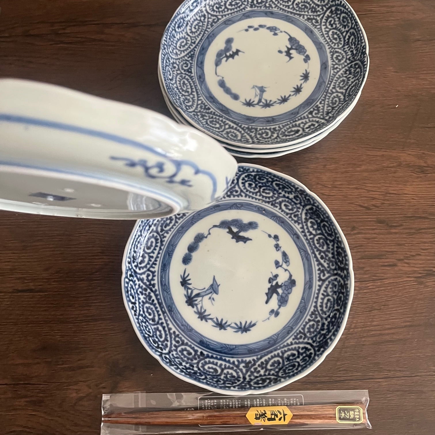 古伊万里染付蛸唐草紋様7寸皿5枚組 | 古美術 希 のぞみ 美術