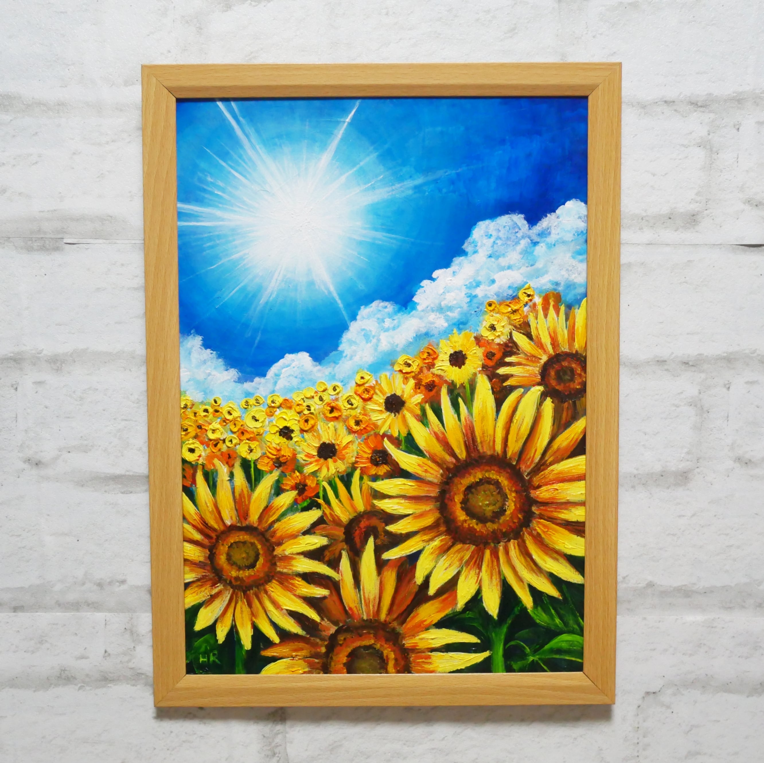 油絵 油彩 油彩画 絵 絵画 【真夏のひまわり】 | HIROSHI1990