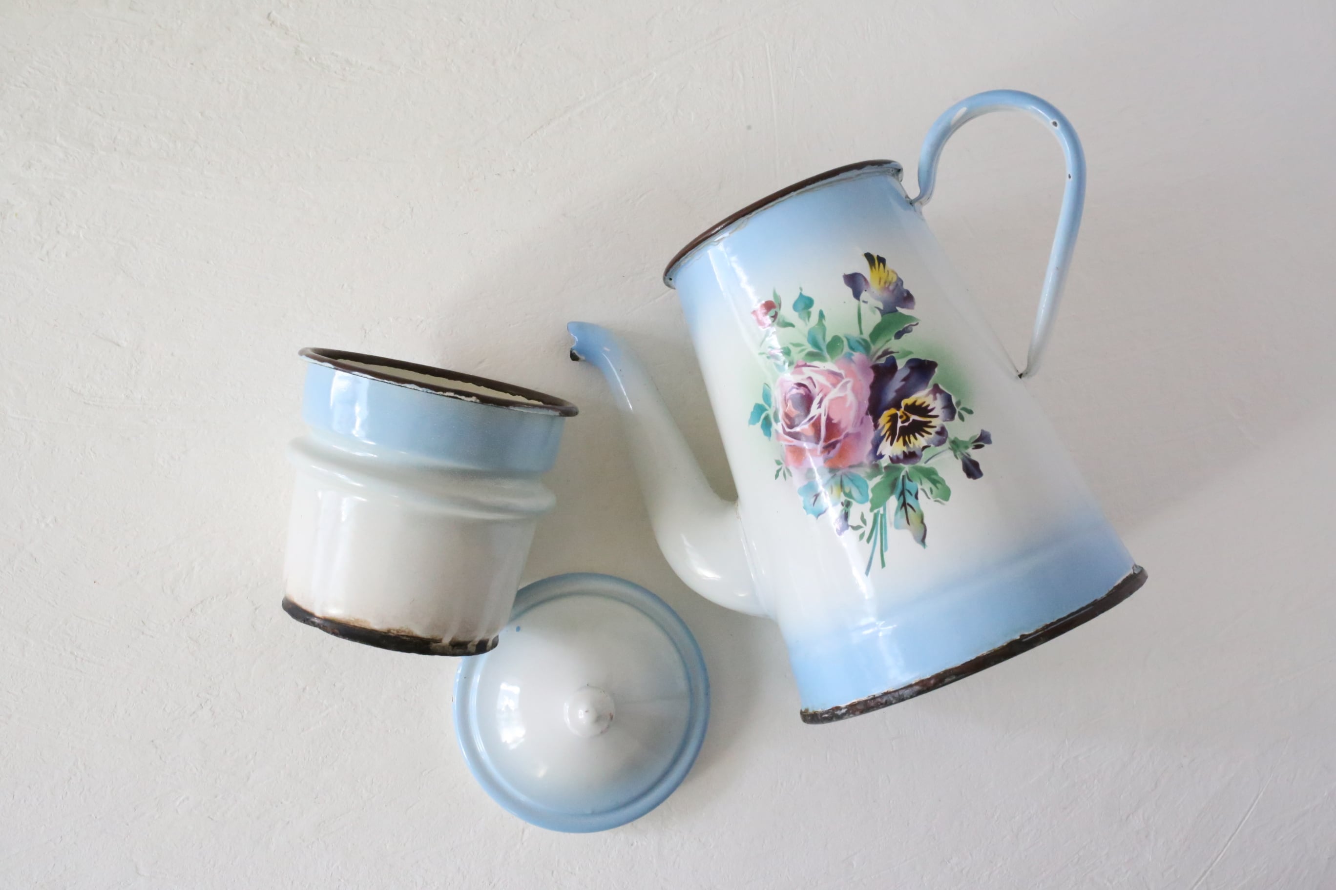 フランス アンティーク JAPY社 ホーロー Cafetiere コーヒーポット