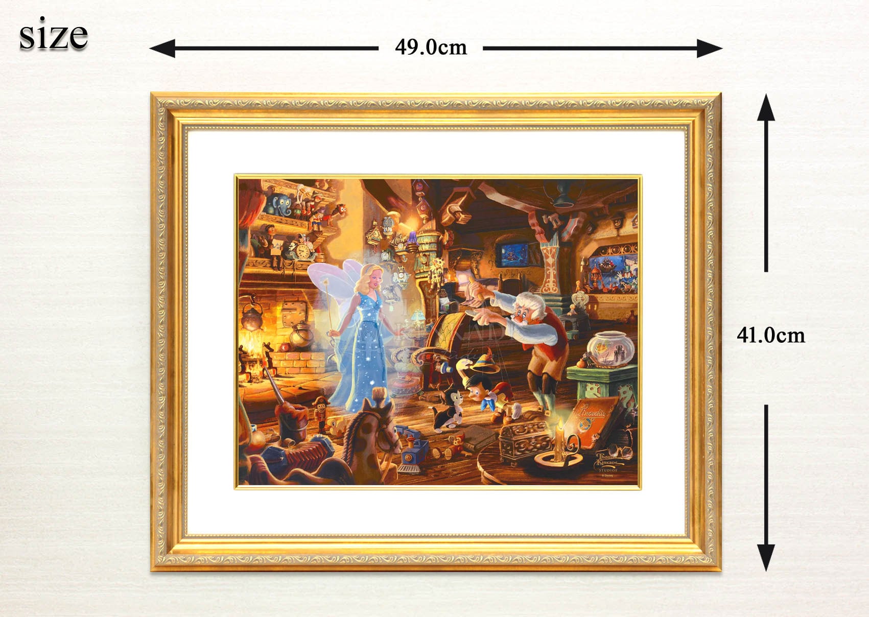 ディズニー絵画「ピノキオ/ゼペットのピノキオ」額縁2種選択可 作品