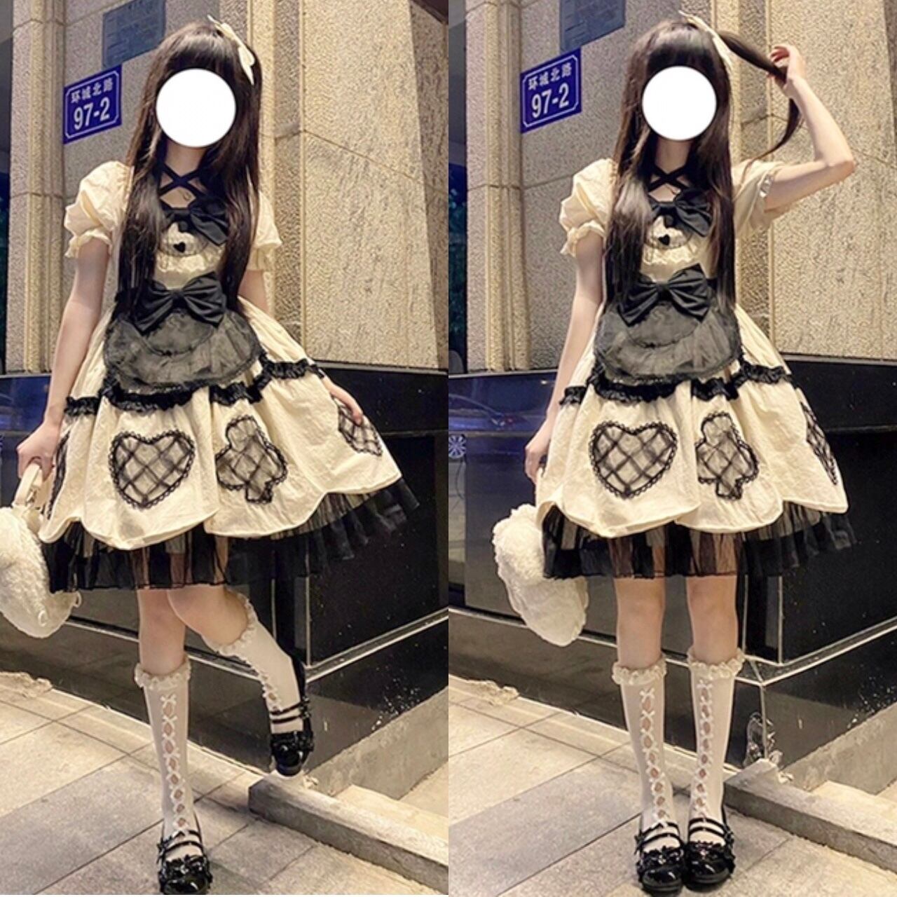 ロリータ 2way アリス ワンピース エプロン リボン セット | ChouChou