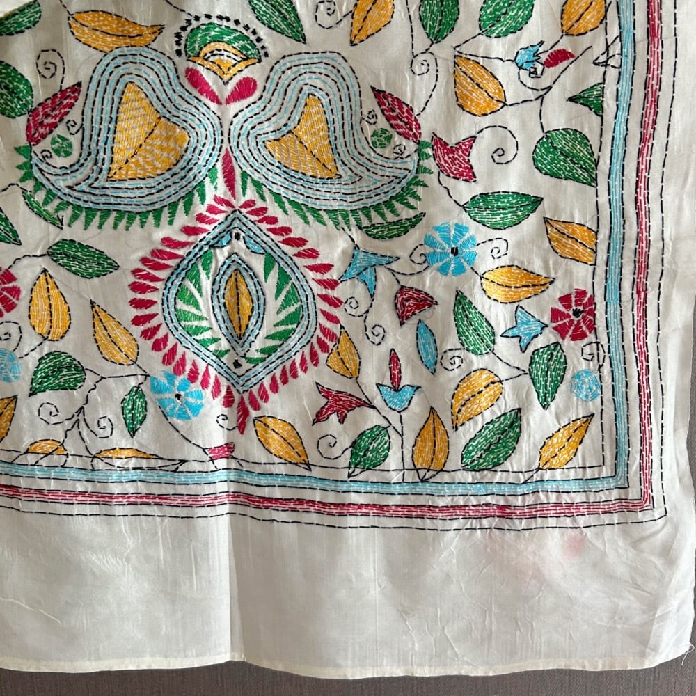 カンタ刺繍 ノクシカタ シルクストール ボタニカル | アジアの手仕事