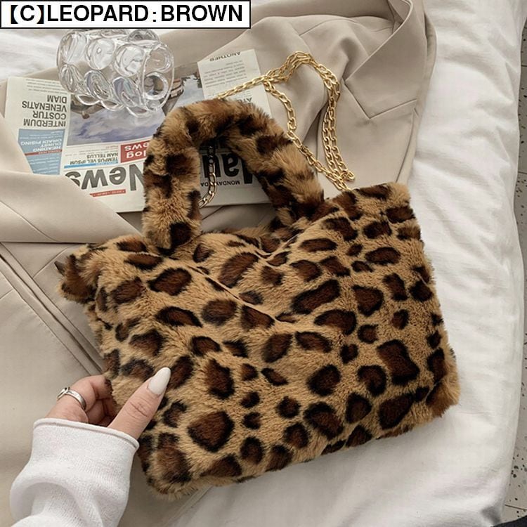 ゼブラ柄 レオパード柄 ファーバッグ ハンドバッグ トートバッグ